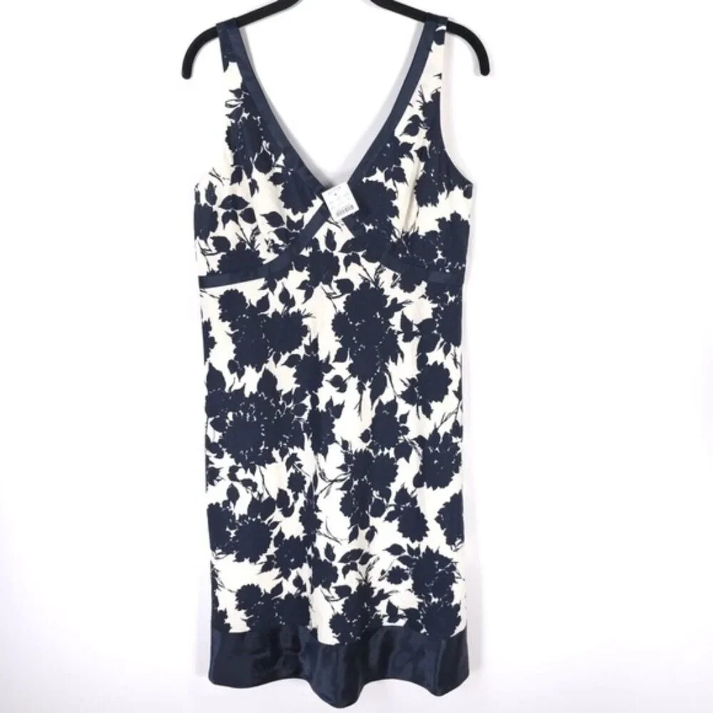 NWT J.CREW Women’s 100% LINEN SILK TRIM Sleeveless V-Neck Dress Floral Size 10‎